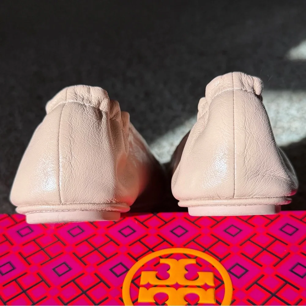 Tory Burch Minnie Travel Ballet with Leather Logo Goat Leather Flat - Picture 5 of 9